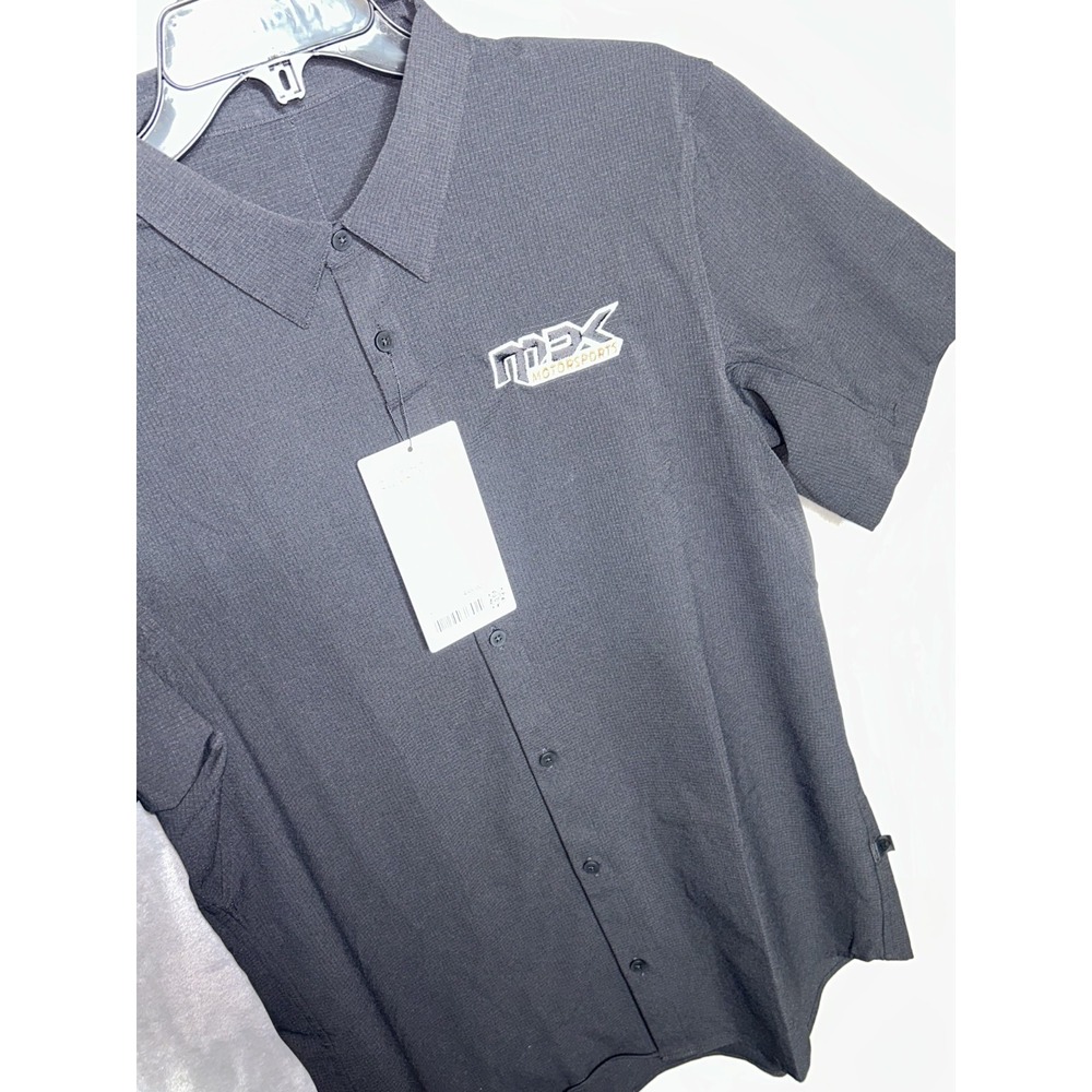 Lululemon Airing Easy Short-Sleeve Shirt Men Size Large Black Button Shirt Logo